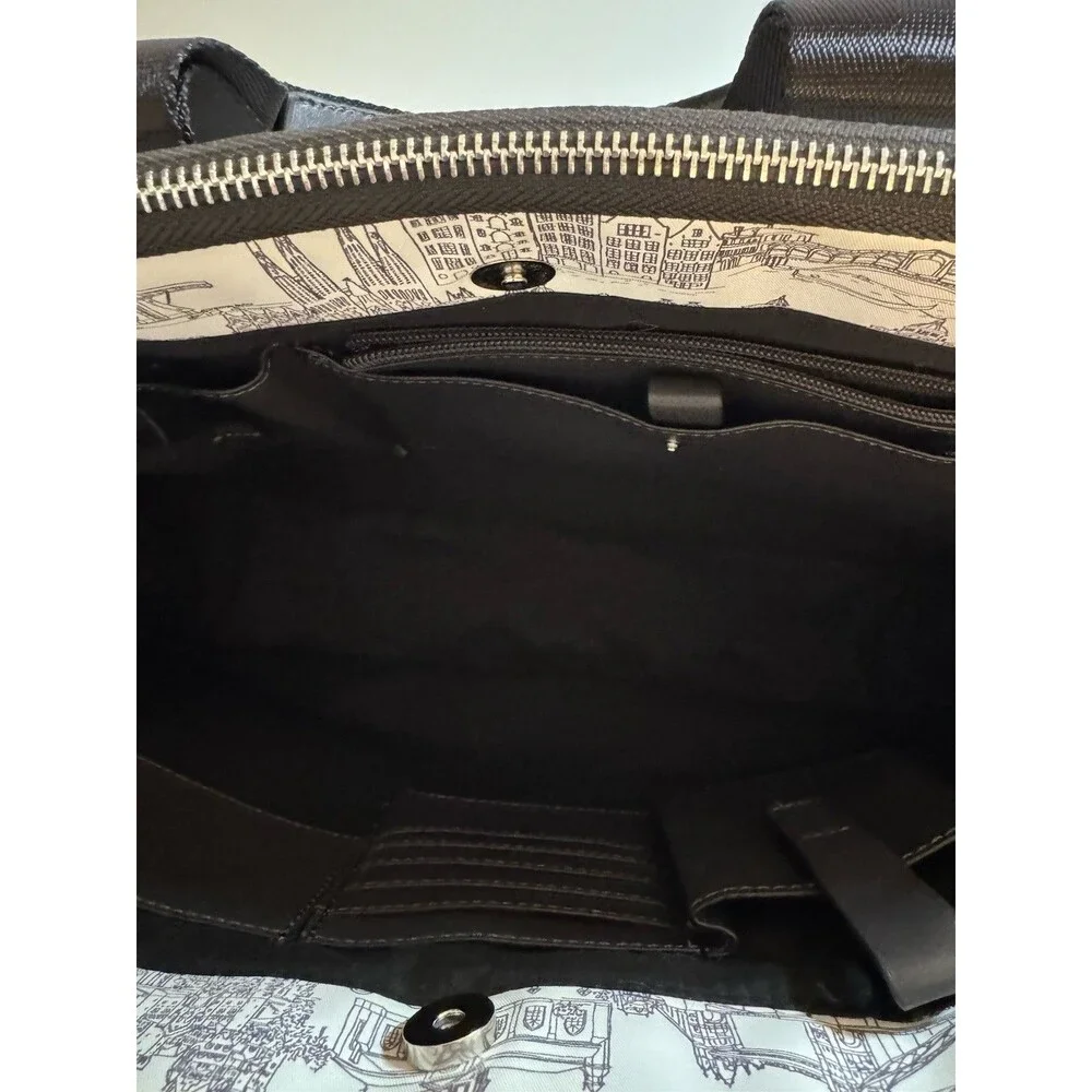 Parfois Laptop Bag Paris Monuments Print Black White Soft Side School Work